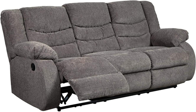 Gray Reclining Sofa With Waterfall Back For Living Room