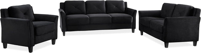57 Inch Black Loveseat With Tufted Back Stain Resistant