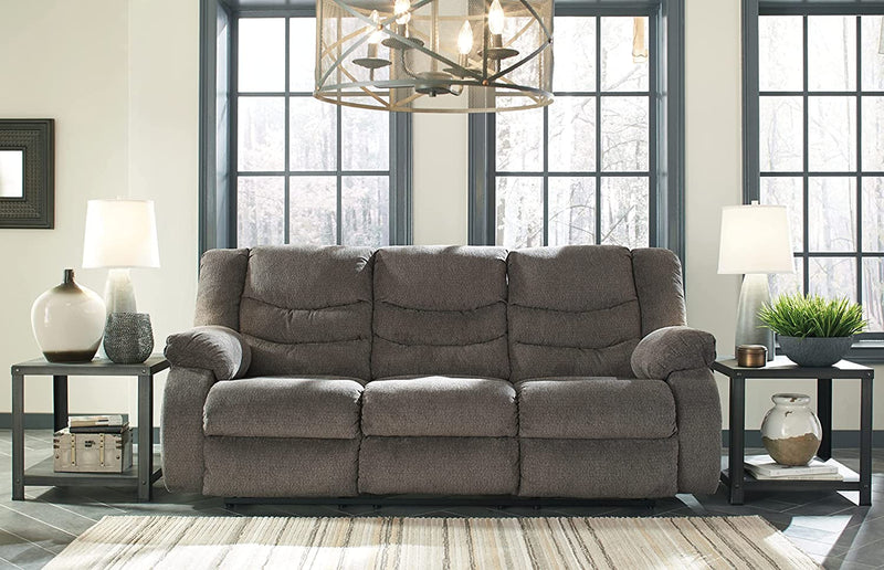 Gray Reclining Sofa With Waterfall Back For Living Room