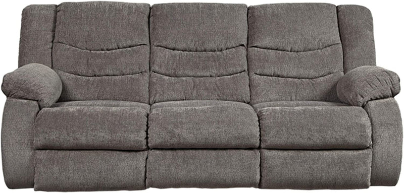 Gray Reclining Sofa With Waterfall Back For Living Room