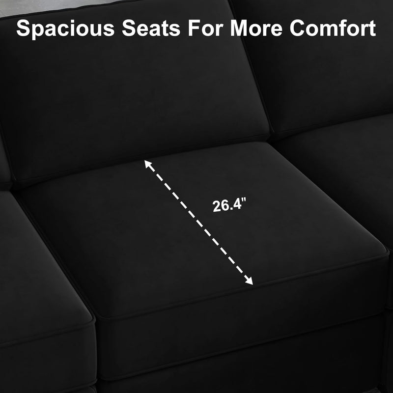 Modular Velvet Sectional Sofa With Chaise For Living Room