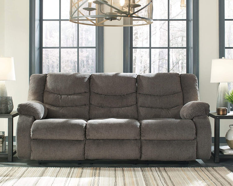 Gray Reclining Sofa With Waterfall Back For Living Room