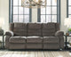 Gray Reclining Sofa With Waterfall Back For Living Room