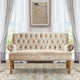 Warm Beige Tufted Linen Love Seat For Small Spaces