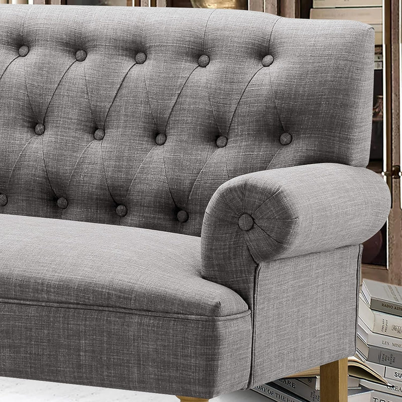 Dove Gray Loveseat Sofa With Button Tufting Sinuous Springs