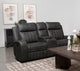 Gray Faux Leather Reclining Loveseat With Manual Recline