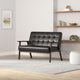 Mid-Century Modern Faux Leather Loveseat Sofa 2-Seat