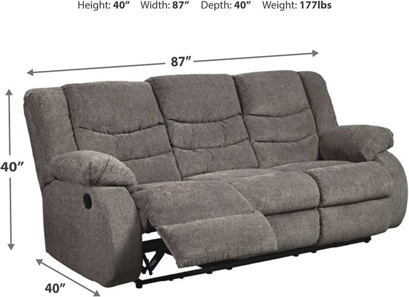 Gray Reclining Sofa With Waterfall Back For Living Room